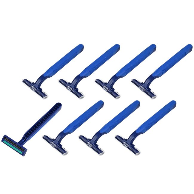 Benson Wegwerpscheermesjes - 2 bladen - blauw - 8 stuks - soepele scheerbeurt