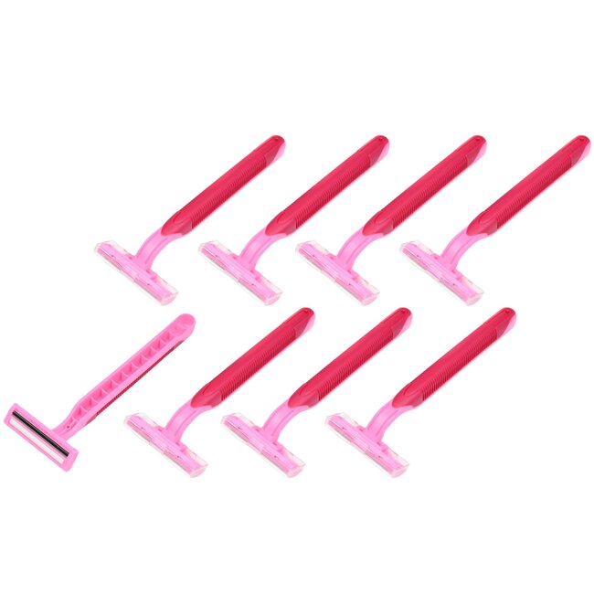 Benson Wegwerpscheermesjes - 2 bladen - roze - 8 stuks - soepele scheerbeurt