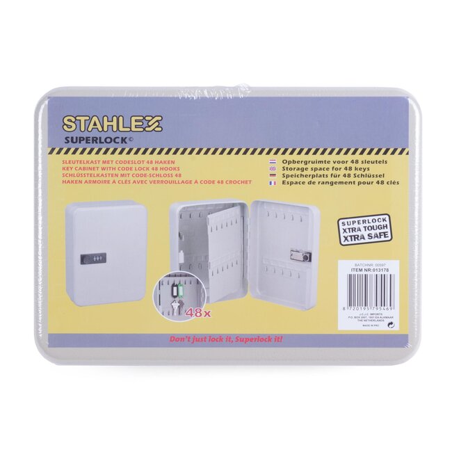 Stahlex Sleutelkast met codeslot - 48 haken - 180 x 250 x 75 mm - staal - grijs