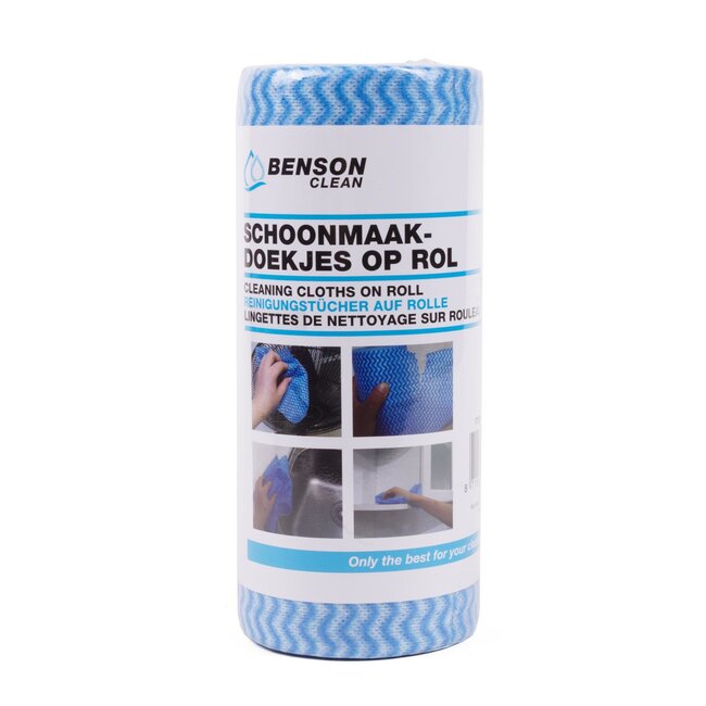 Benson Schoonmaakdoekjes op rol - 50 stuks - 20 x 40 cm - blauw - olie- en vetbestendig