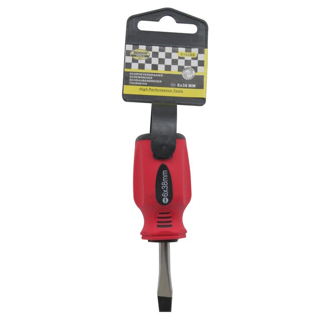 Benson Platkop schroevendraaier - Sleuf - 6 x 38 mm - CrV - Maximale grip en controle