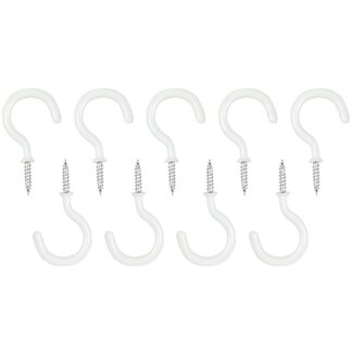 Benson Schroefhaken - 48 mm - Wit - Vinylcoating - 9 stuks