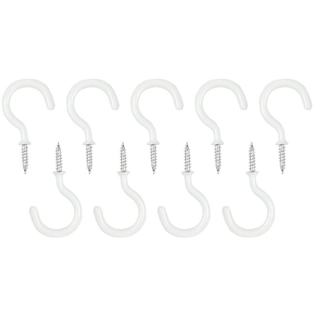 Benson Schroefhaken - 48 mm - Wit - Vinylcoating - 9 stuks