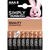 Duracell Simply - AAA - Batterij - 1,5 Volt - LR03 / MN2400 - 8 Stuks Duracell Simply - AAA - Batterij - 1,5 Volt - LR03 / MN2400 - 8 Stuks