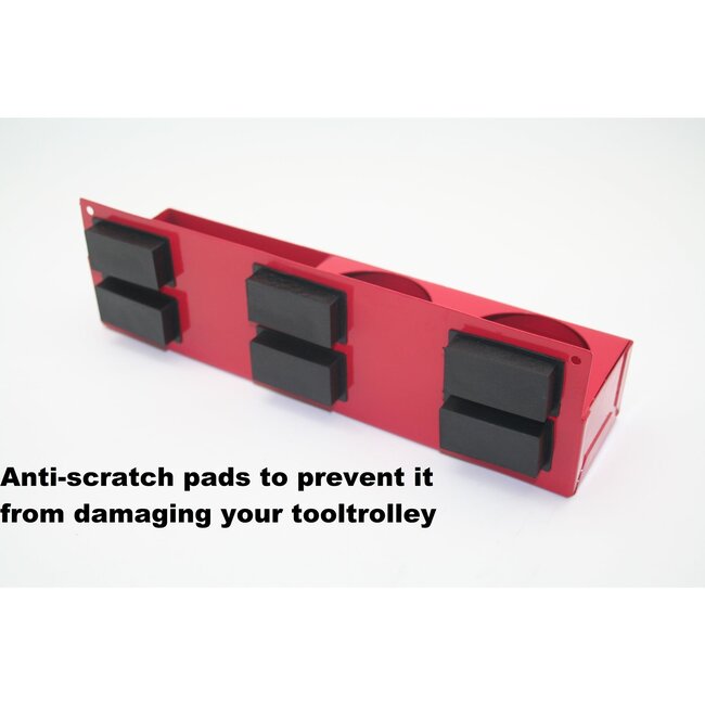 Benson Magnetische tooltray met spuitbushouder - 31 x 8 cm - rood - anti-kras pads