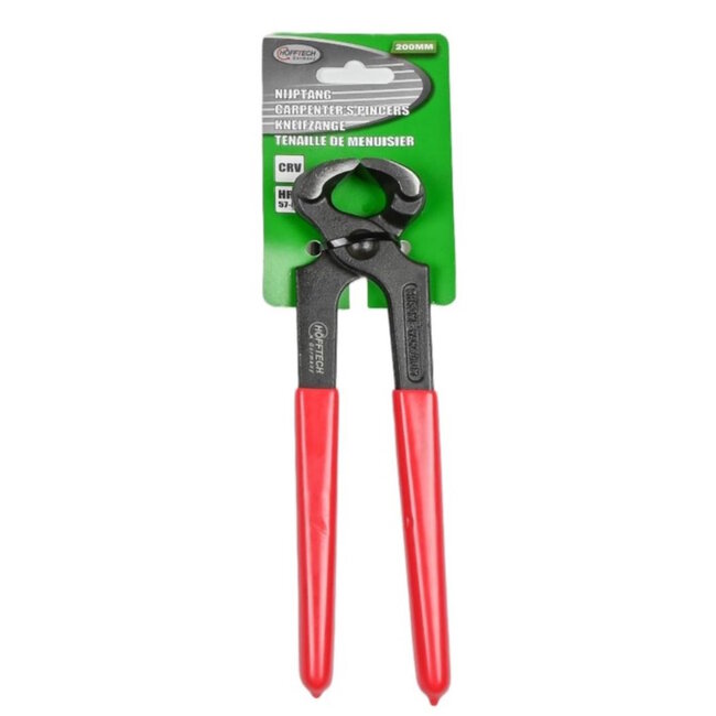 Hofftech Nijptang - Metaal - Rood handvat - 20 cm - Voor draaien en knippen