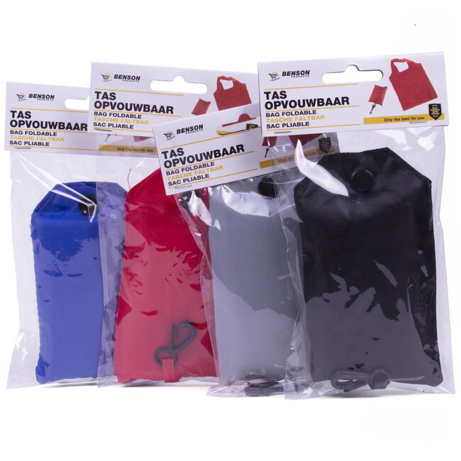 Benson Opvouwbare tas - 60x38 cm - Handig drukknopje - Kleurenmix - Per stuk