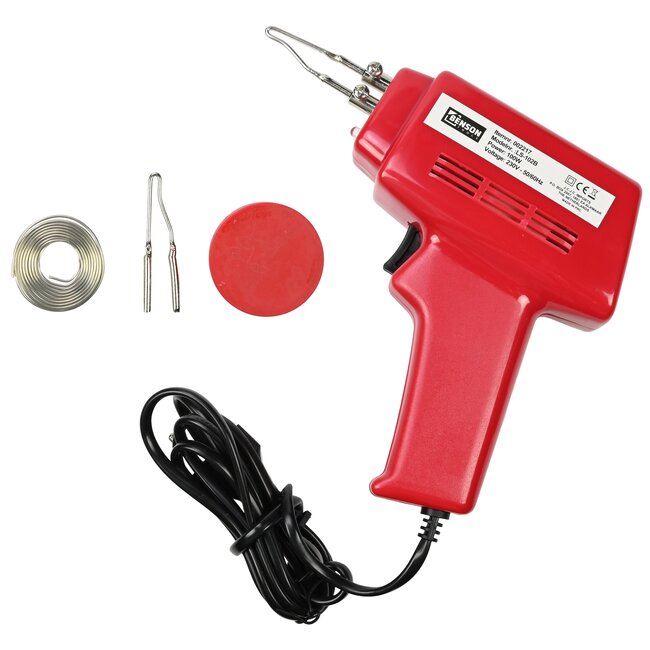 Benson Elektrisch soldeerpistool - 100 Watt - Rood - Inclusief accessoires - Geschikt voor graveren
