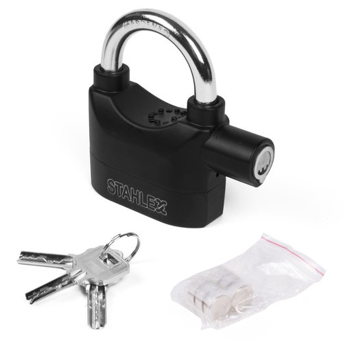 Stahlex Alarm Hangslot 65 mm - Ingebouwde Sirene & Trilgevoelige Sensor voor Top Beveiliging Stahlex Alarm Hangslot 65 mm - Ingebouwde Sirene & Trilgevoelige Sensor voor Top Beveiliging