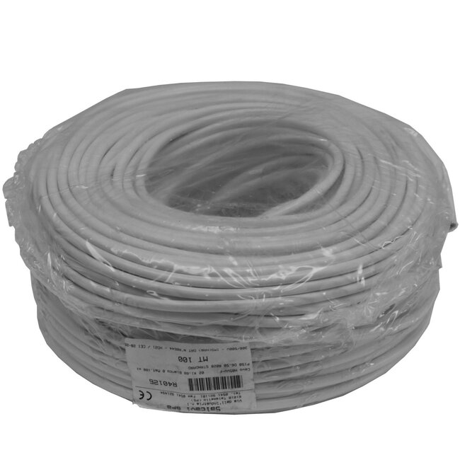 Benson Stroomkabel - Rond - 3 aders - 1 mm doorsnede - 100 meter - Wit