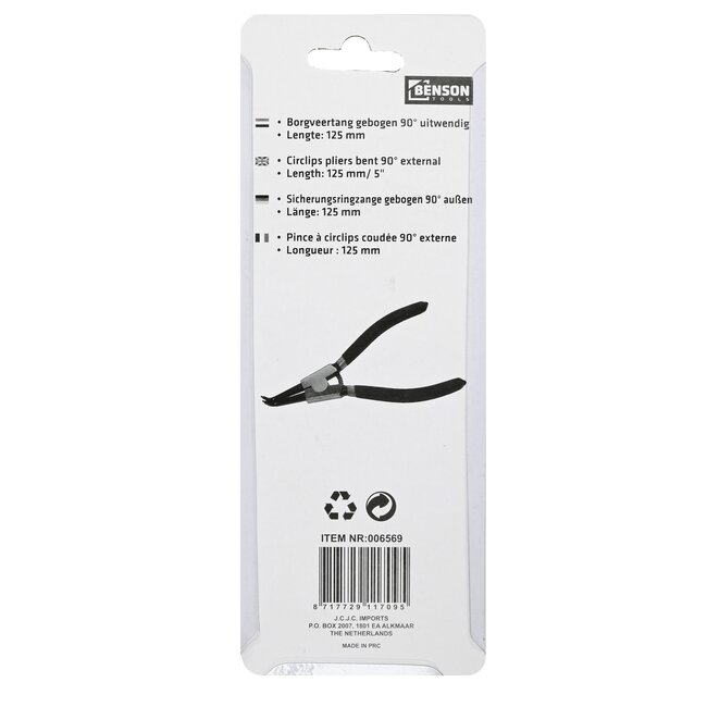 Benson Borgveertang - Gebogen 90 Graden - Uitwendig - 125 mm - Geel