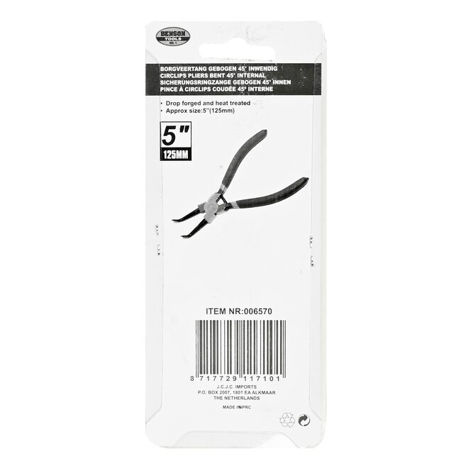 Benson Borgveertang - Gebogen 45 graden - Inwendig - 125 mm - Ergonomisch