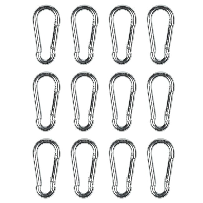 Benson Set karabijnhaken - Ø 5 x 50 mm - zilver - 12 stuks