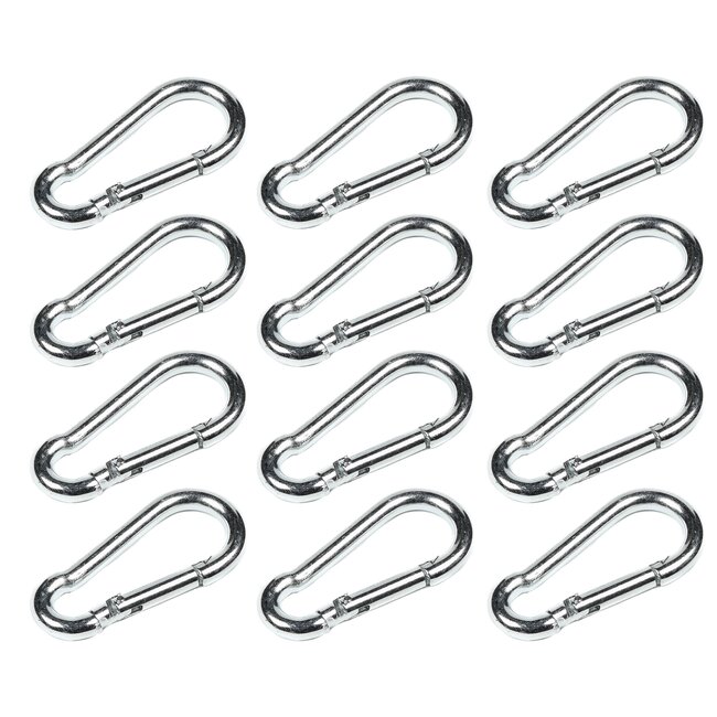 Benson Set karabijnhaken - Ø 5 x 50 mm - zilver - 12 stuks