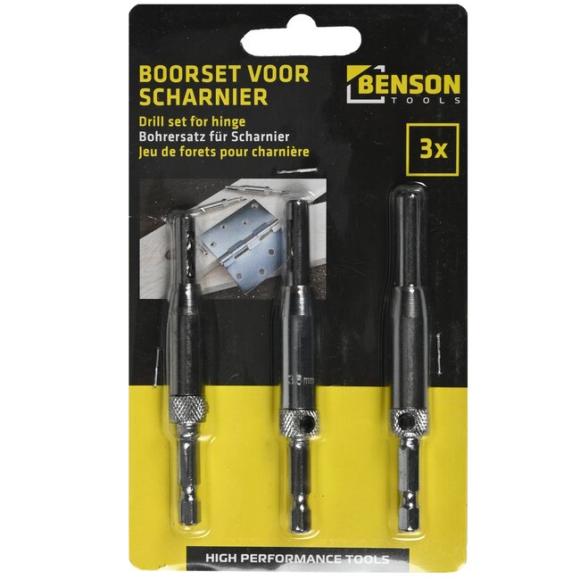 Benson Scharnierboor set - zelfcentrerend - 3 maten - 3-delig