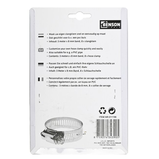 Benson Universele slangklemset - 8 mm x 3 meter - 9-delig - veelzijdig en aanpasbaar