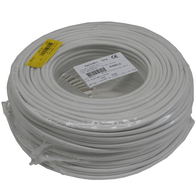 Benson Stroomkabel - Rond - 2 aders - 1 mm² - 100 meter - Wit