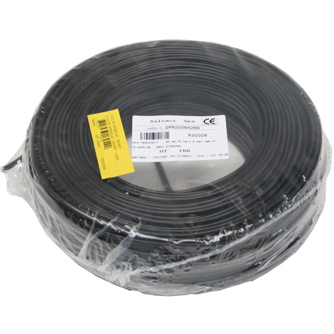 Benson Ovale stroomkabel - 2 x 0.75 mm - 100 meter - zwart - voor lichte installaties