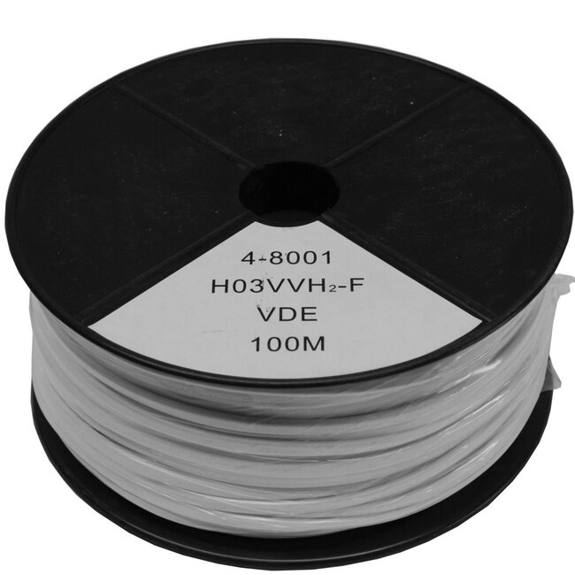 Benson Stroomkabel - Ovaal - 2 aderig - 0.75 mm - 100 meter - Wit