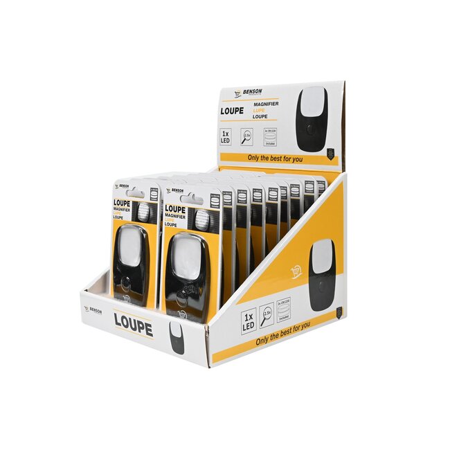 Benson Mini loep met LED-verlichting - 2.5x vergroting - zwart