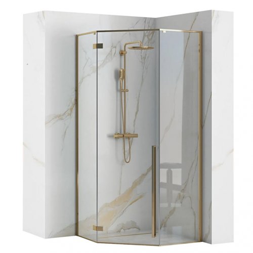 REA Diamond Vijfhoek Douchecabine - 80 x 80 cm - 6 mm - Glans Goud REA Diamond Vijfhoek Douchecabine - 80 x 80 cm - 6 mm - Glans Goud