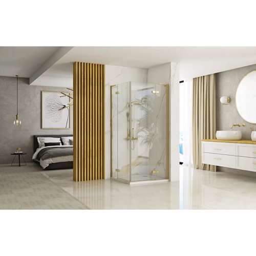 REA Hugo Douchecabine met Draaideur 80 x 80 x 200 cm - 6 mm Geborsteld Goud REA Hugo Douchecabine met Draaideur 80 x 80 x 200 cm - 6 mm Geborsteld Goud
