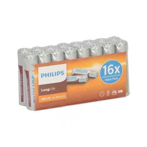 Philips Longlife AAA Batterijen / Penlite (16 stuks) Philips Longlife AAA Batterijen / Penlite (16 stuks)
