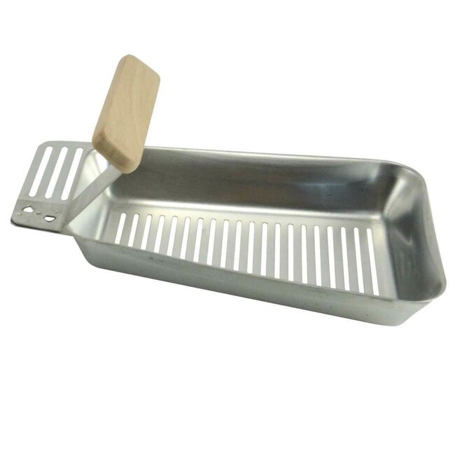 BBQ Collection RVS Barbecuepan - Houten Handvat - Vetafvoer Gleuven - 25x16 cm