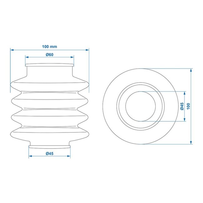 ProPlus Universele stofhoes voor oplooprem - Ø 45/60 x 120 mm - Rubber harmonica - Blisterverpakking