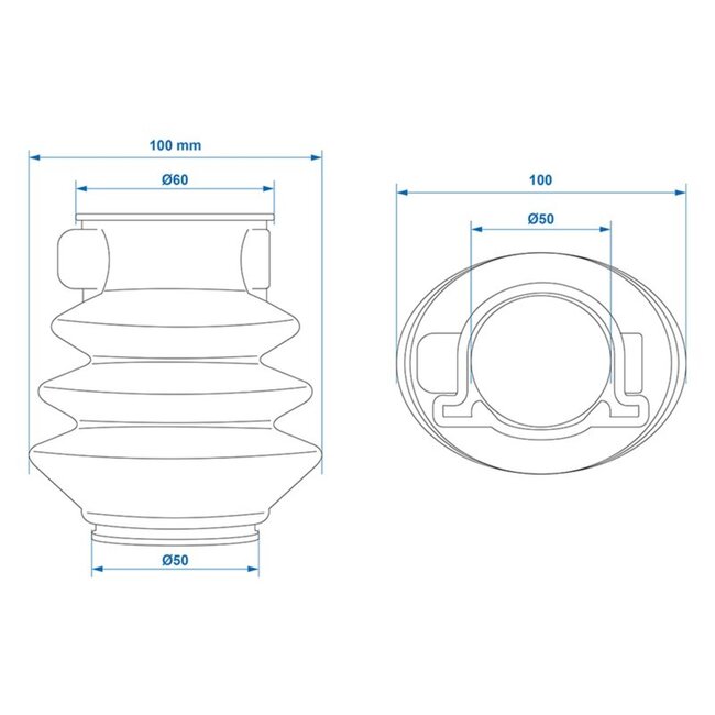 ProPlus Stofhoes voor oplooprem - rubber - Ø 50/60 mm - 125 mm lang - zwart
