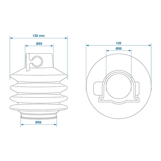 ProPlus Stofhoes voor oplooprem - Ø 50/55 mm - 130 mm lengte - Geschikt voor AL-KO vanaf 1988