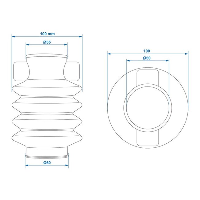ProPlus Stofhoes voor oplooprem - Ø 55/60 x 100 mm - Geschikt voor Knott/Schlegl