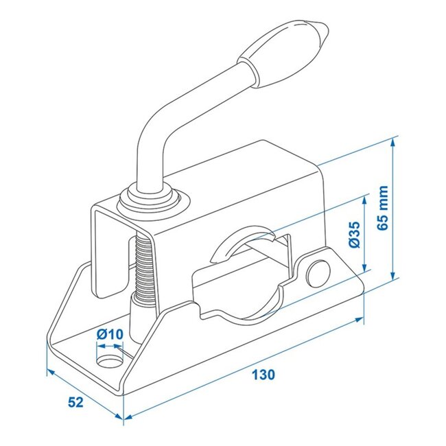 ProPlus Klem voor neuswielen of steunpoten - gegalvaniseerd staal - traploos instelbaar - Ø 35 mm