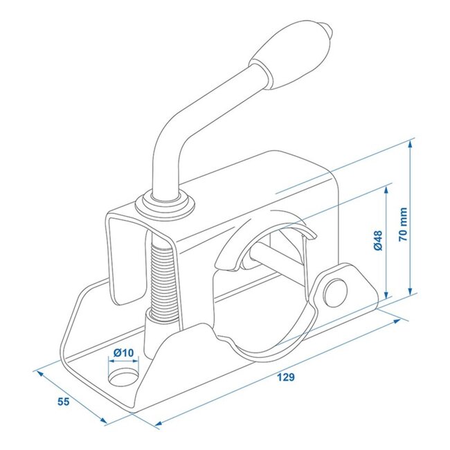 ProPlus Klem voor neuswielen of steunpoten - staal - zilver - 48 mm diameter