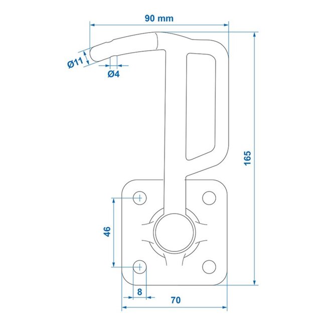 ProPlus Klephaak voor aanhanger - rechts - staal - 165 mm - zilver