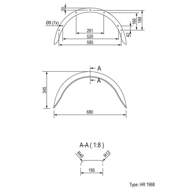 ProPlus Spatbord - Gegalvaniseerd Metaal - Halfrond - Voor 12 inch Wielen