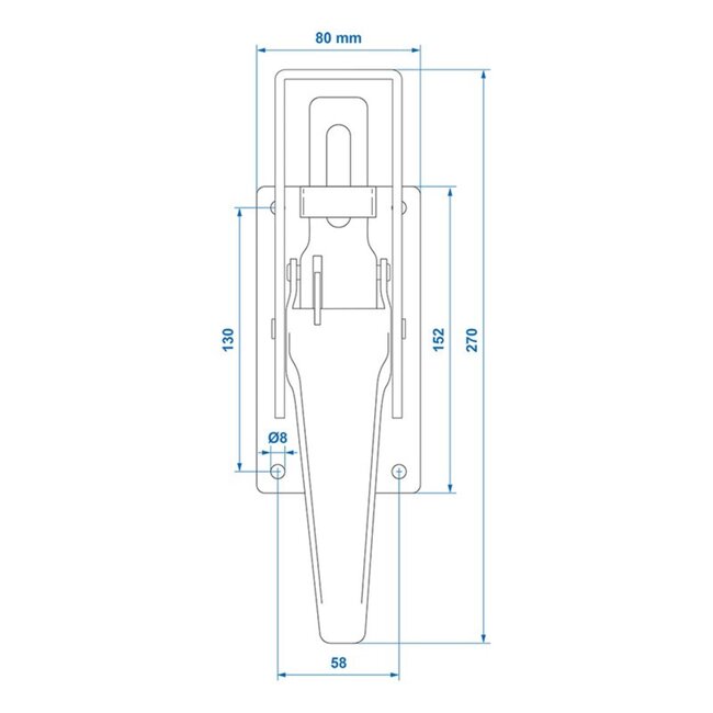 ProPlus Klepsluiting met spansluiting en veer - verzinkt - 275 x 80 mm - inclusief tegenstuk