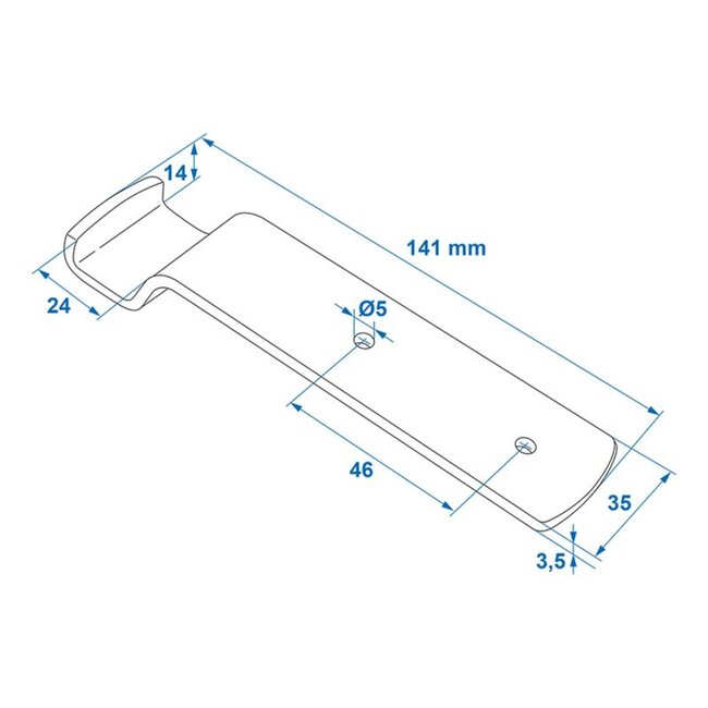 ProPlus Tegenstuk voor spansluiting - verzinkt staal - 141 x 35 mm - zilver - per stuk