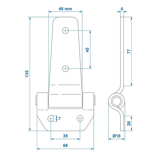 ProPlus Vlinderscharnier - staal - verzinkt - vlak blad - 135 x 65 mm