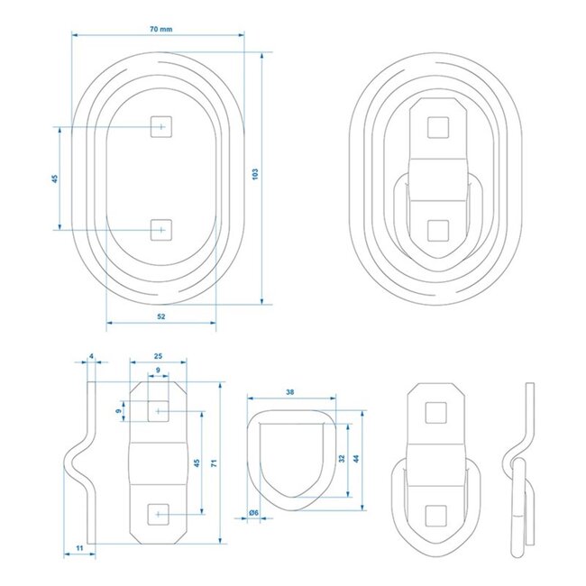 ProPlus Ovaal sjoroog - 103 x 70 mm - 400 kg trekkracht - robuust ontwerp