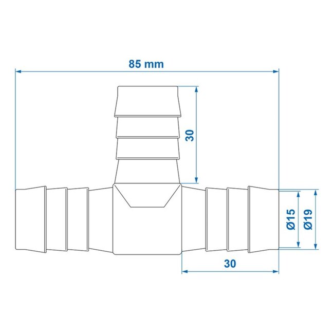 ProPlus Slangtule T-Stuk - 19 mm - Polypropyleen - Voor Drinkwater - Temperatuurbestendig
