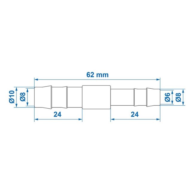 ProPlus Slangreduceerstuk recht - Ø 10 x 8 mm - wit - set van 2 - temperatuurbestendig
