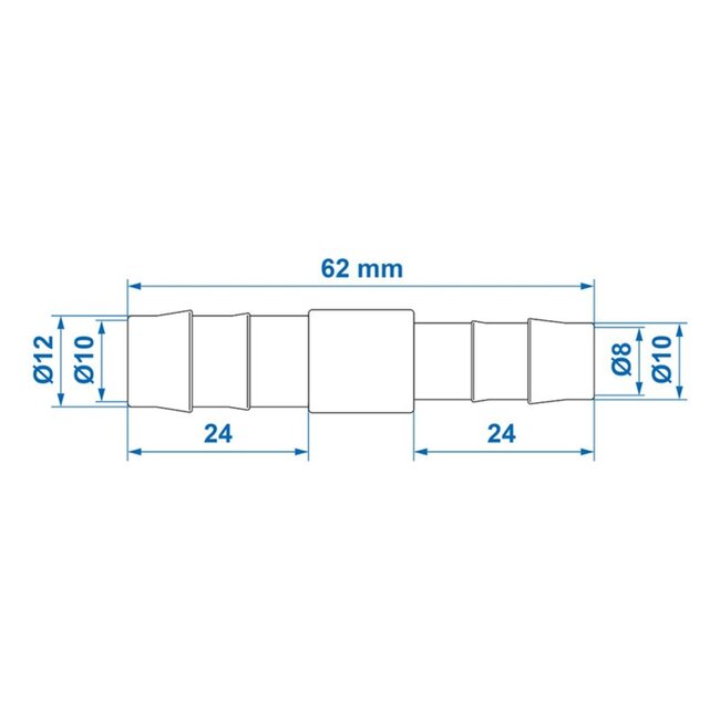 ProPlus Slangreduceerstuk - Recht - Ø 12 x 10 mm - Wit - 2 stuks - Temperatuurbestendig