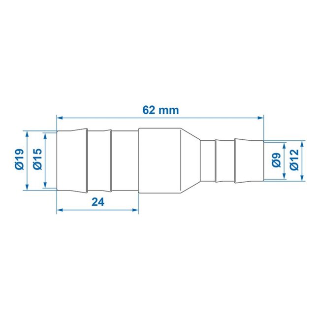 ProPlus Slangreduceerstuk - Recht - Ø 19 x 12 mm - Wit - Set van 2