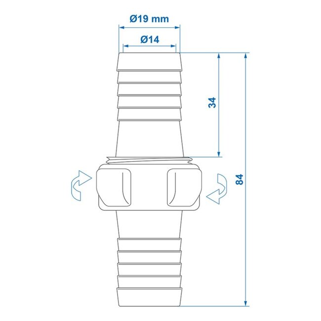 ProPlus Slangtule koppeling - Ø 19 mm - Nylon - Wit - Bestand tegen 8 bar - Tot 80°C