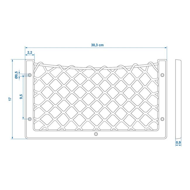 ProPlus Elastisch opbergnet met kunststof frame - 302 x 169 mm - zwart