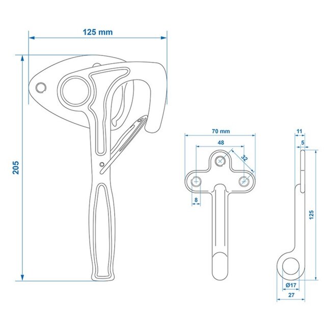 ProPlus Klephaak met opschroefoog - rechts - 170 mm - staal - blisterverpakking