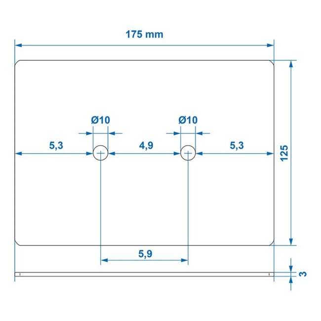ProPlus Montageplaat staal - 175 x 125 x 3 mm - robuust en duurzaam