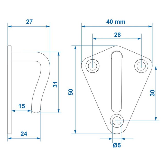ProPlus Gelaste metalen touwhaak - 40 x 45 mm - voor aanhangwagennetten en spanrubbers