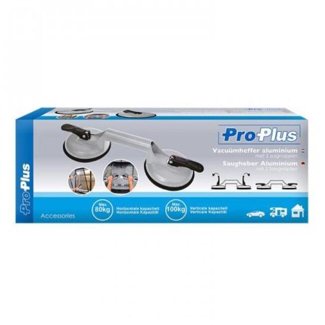 ProPlus Vacuümheffer - Aluminium - 2 zuignappen - Max. 100 kg